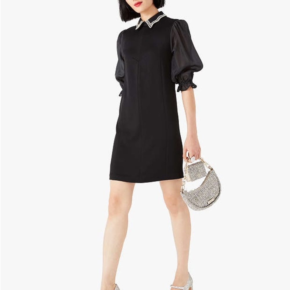 Kate Spade/ NEW: Black , Beautiful Dress with Ruffle Cuffs